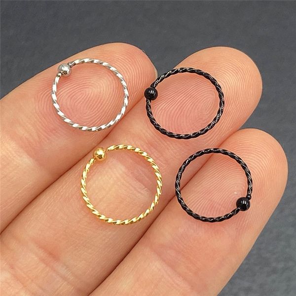 

titanium bead earings piercing body jewelry nose hoop ring tiny flower ring, Golden;silver