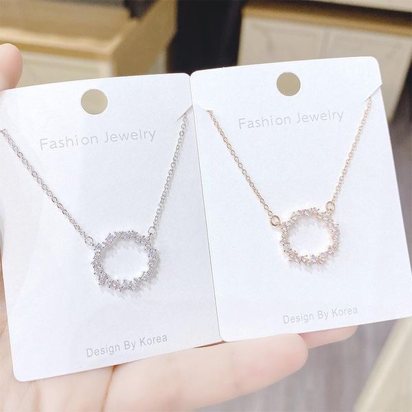 

pendant necklaces round sun zircon necklace korean style women's clavicle chain ornament, Silver