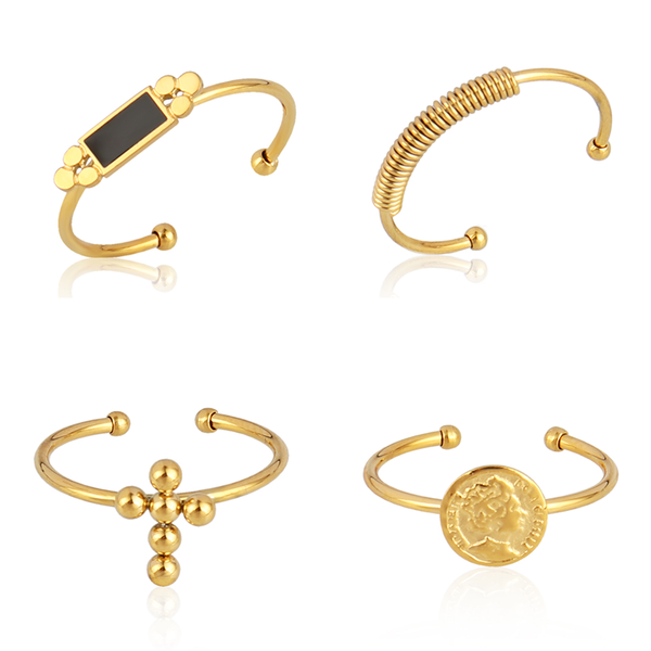

geometric ring coin stainless steel rings punk open finger set women's for women jewelry gift accessories cluster, Golden;silver