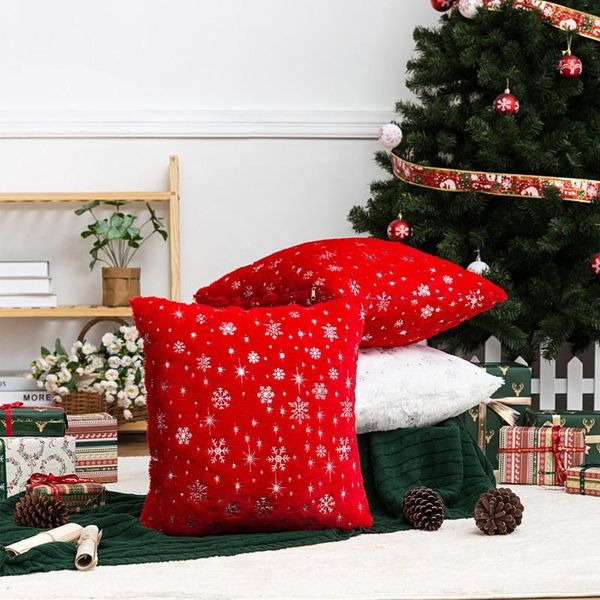 

cushion/decorative pillow red christmas cushion cover snowflake silver hugging pillowcase 45x45cm eve home decoration for sofa living room