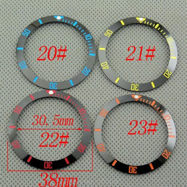 

wristwatches ceramic bezel(blue yellow red orange mark) insert fit 40mm case mechanical men watch, Slivery;brown