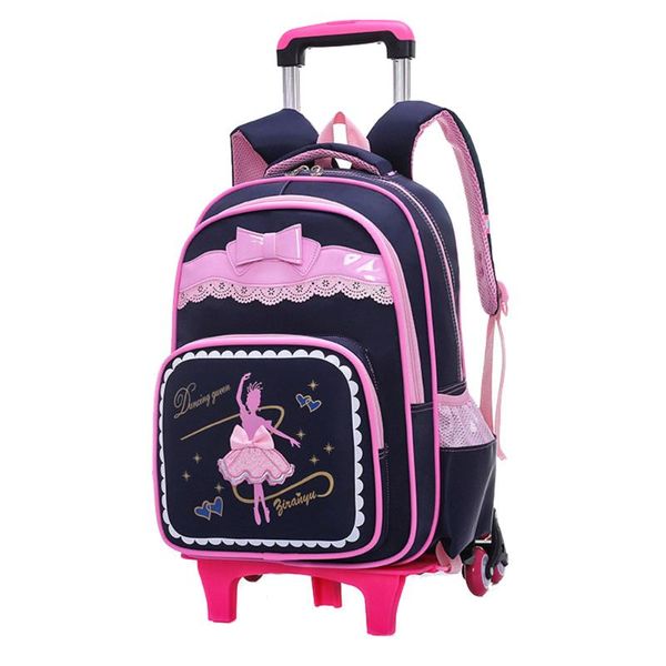 

school bags cute rolling backpack elementary bag trolley for girls wheeled carry on luggage with six wheels