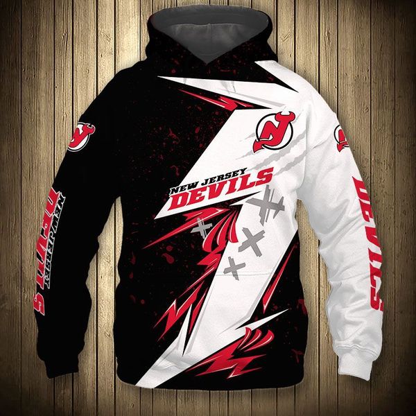 

men's hoodies & sweatshirts black white stitching graffiti devil print sweatshirt jersey men's casual devils hoodie o8wf