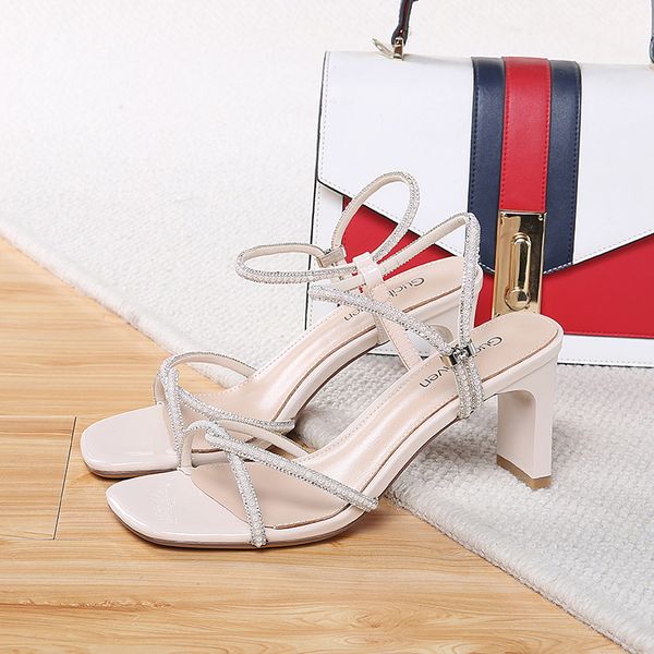 

open-toed wide-heeled sandals with breathable diamond strips for decorative toe coverings women's shoes waterproof platform, Black