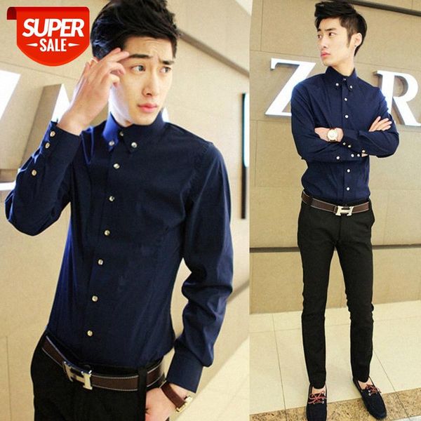 

men's white shirt long-sleeved korean slim business inch cotton #xg4c, White;black