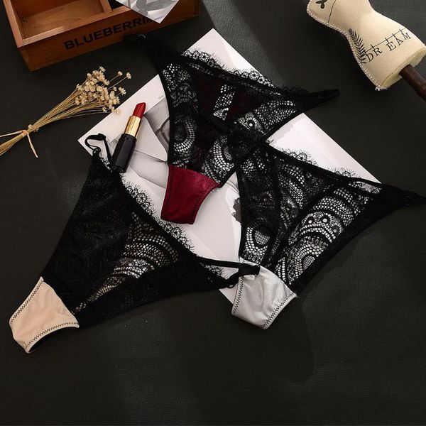 

lace thongs transparante underwear seamless underpant low waist lingerie seduction women panties thin belt briefs women's, Black;pink