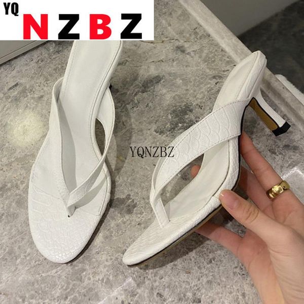 

slippers yqnzbz2021 brand women slipper summer outdoor sandal slip on flip flop ladies thin high heels slides elegant shoes, Black