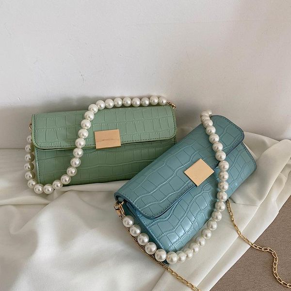 

shoulder bags spring/summer handbag 2021 korean fashion simple pearl chain bag ins online celebrity messenger