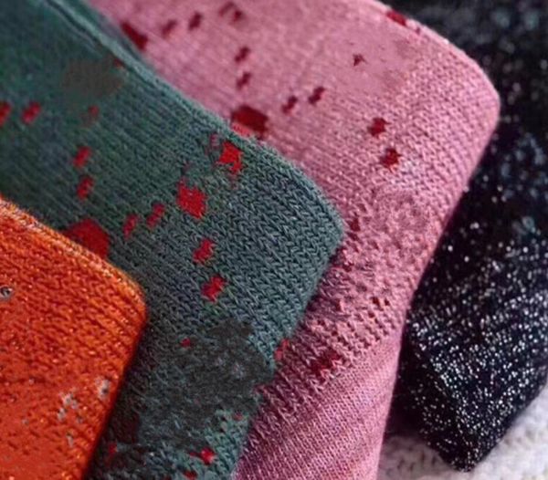 Erkek Bayan Çorap Beş Çifti Luxe Spor Kış Örgü Mektubu Baskılı Kaplan Kurt Kafa Çorap Nakış Pamuk Adam
