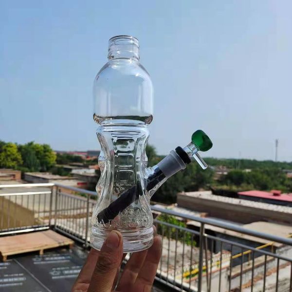 2021 Yeni Çıktı 10 İnç Cam Bongs Su Borusu Gatorade İçme Şişesi Bong Tütün Sigara Tüpü Kül Avcısı Dabber Heady Rig Recycler Fıskiye Boruları