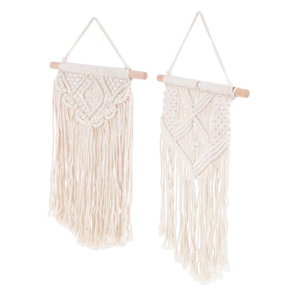 

tapestries 2pcs bohemian hand-woven cotton cord white upholstered