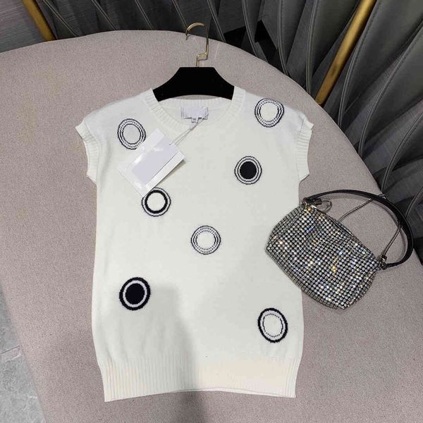 

t shirt fashion high-end 85% wool knit summer o-neck sleeve jacquard soft knitwear casual short t-shirts for women, White