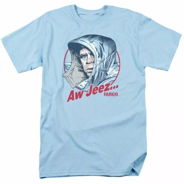 

fargo aw jeez t shirt mens licensed movie tee light blue, White;black