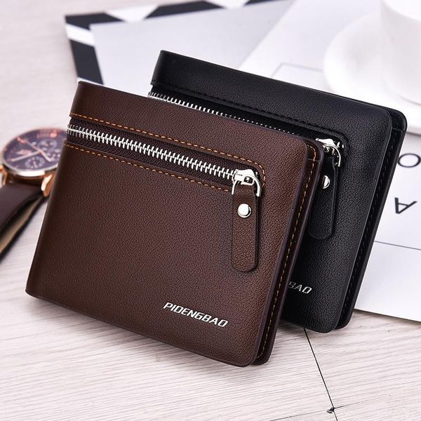 

wallets fashion men's wallet money bag solid color pu business short famous vintage walltes multi-card soft purse coin, Red;black