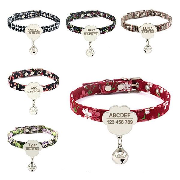 

dog collars & leashes engraving collar adjustable detachable custom pet name id cat