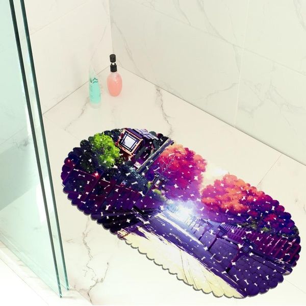 

bath mats pink flower view balcony bathroom mat hydrophobic non-slip door swimming pool public places set