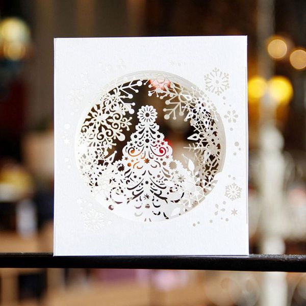 

handmade 3d up tree box snowflake greeting holiday card merry christmas gift wedding birthday baby shower invitations cards