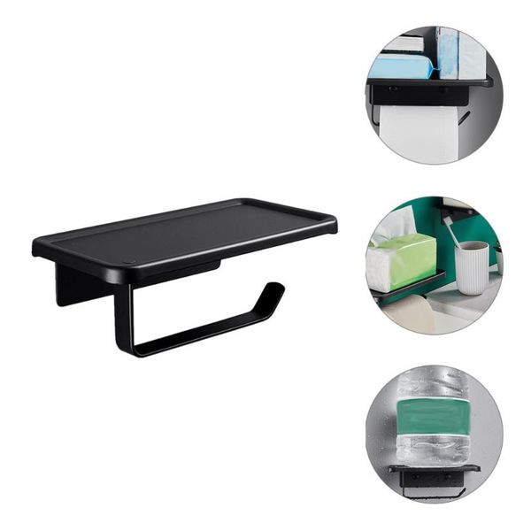 

toilet paper holders 1pc aluminum alloy roll bracket storage holder (black)
