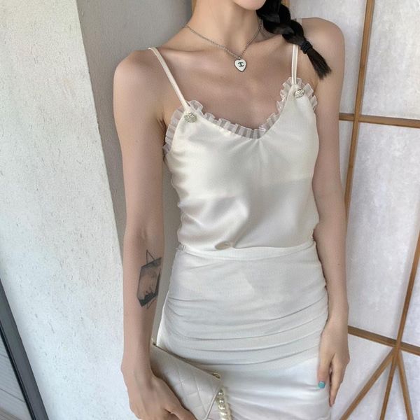 

women's tanks & camis women 2021 spring and summer ladies stitching v-neck short vest, White