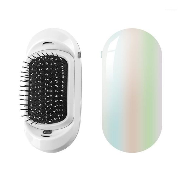 

1pc portable ionic hair brush electric smooth comb modeling styling detangling massager brush1, Silver