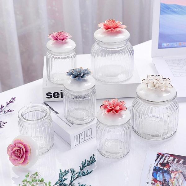 

storage bottles & jars 240ml transparent ceramic glass jar delicate lid multi-purpose airtight tank kitchen supplies