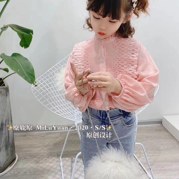 

shirts children's clothing 2021 spring girls' hollow lace long sleeve shirt small thin solid color, White;black
