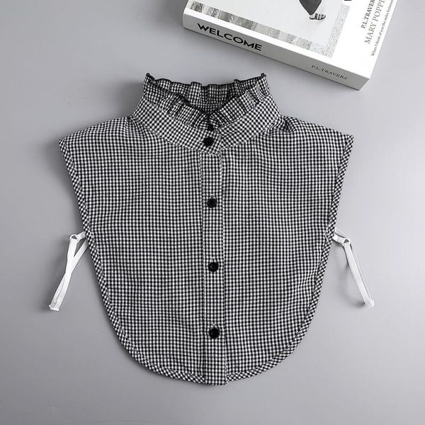 

bow ties sitonjwly women fake collar laides lapel solid color detachable shirt female false blouse decor, Black;gray