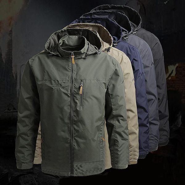

men's jackets waterproof jacket hooded overcoat outdoor rock climbing windbreaker windproof autumn winter, Black;brown