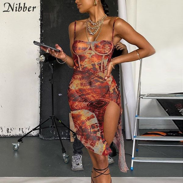 

nibber split see-throughÂ ies club night female dress chic graphic mesh streetwear leisure beach irregular mini dress, Black;red