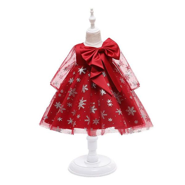 

girl's dresses kids for girls bow red full moon birthday girl baby dress party and wedding christmas, Red;yellow