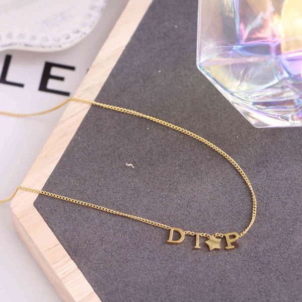 

2021 new jewelry chen decoration titanium steel letter star necklace version is simple and easy to match with fashion clavicle chain, Silver