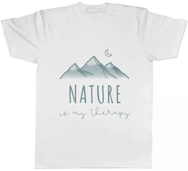 

nature is my therapy mens t-shirt, White;black