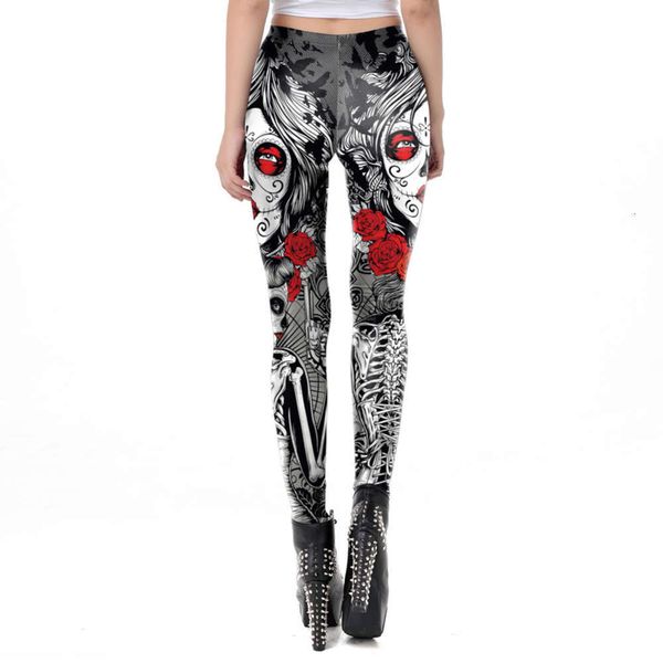 

print women's 3d horror leggings for women, Black