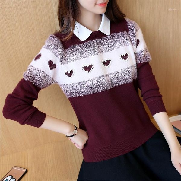 

women's sweaters 2021 autumn winter sweater women pullovers knitted beaded casual soft fashion slim femme pull elasticity jumper p151, White;black