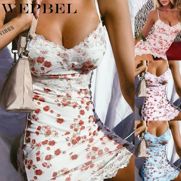 

casual dresses wepbel women summer boho dress sleeveless halter slim fit floral print lace patchwork mini, Black;gray