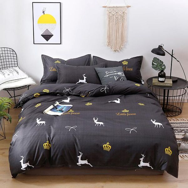 

bedding sets black white reindeer cute kids cartoon luxury comforter set animal modern king  twin size bed linen duvet cover