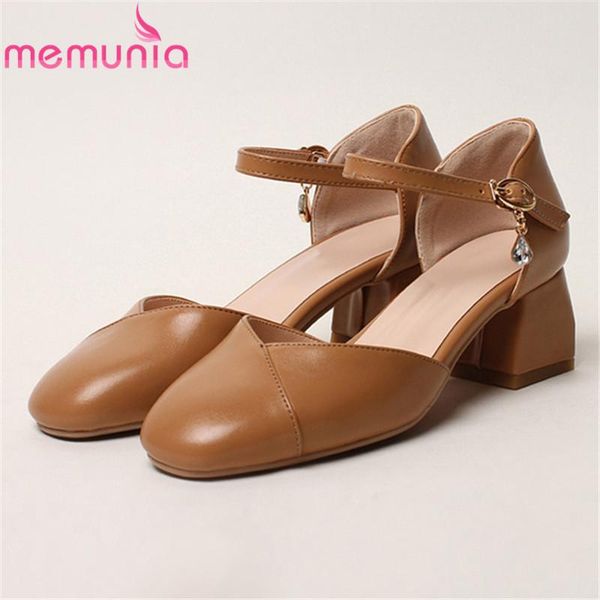 

dress shoes memunia 2021 big size 33-43 fashion thick heels square toe buckle ladies summer shallow women pumps, Black