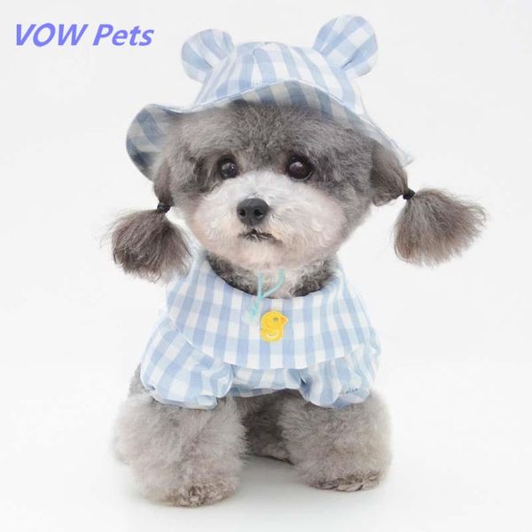 

pets pet hat dog cat plaid small fresh and cute ear accessories clothes sun apparel
