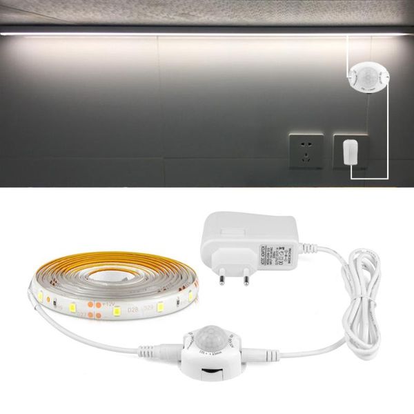 

motion sensor led strip light 12v diode tape cabinet bedroom stairs wardrobe lamp 1m 2m 3m 4m 5m 110v 220v power supply strips