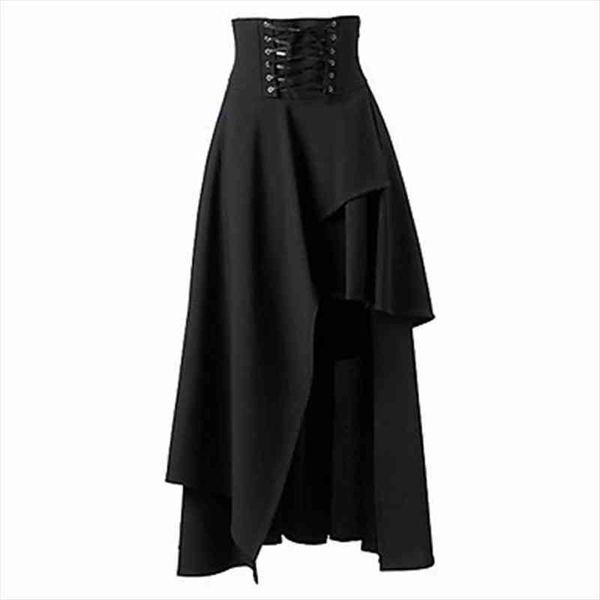 

lolita strap black gothic womens skirt fashion high waist irregular steampunk party