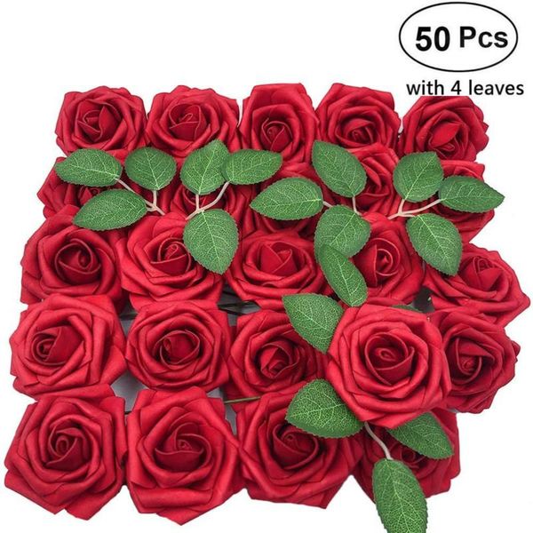

decorative flowers & wreaths 50pc 8cm colorful artificial pe foam rose bride bouquet home wedding decor scrapbooking diy supplies decoration