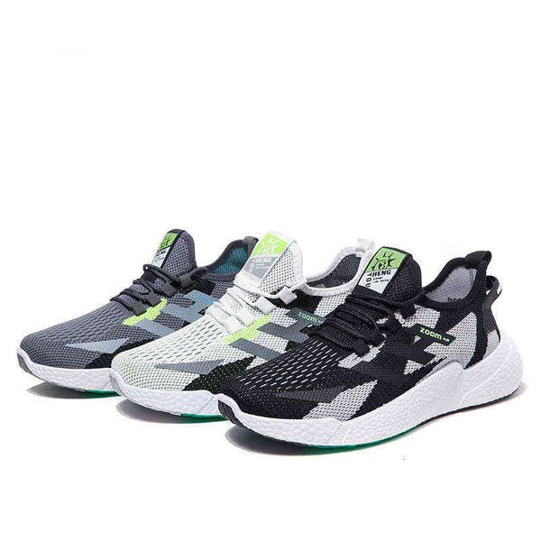 

2021 men's shoes summer korean fashion flying woven casual sneakers, Black