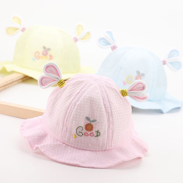 

baby spring and autumn thin female baby princess hat 5-18 months summer lovely girl sunshade hat, Yellow