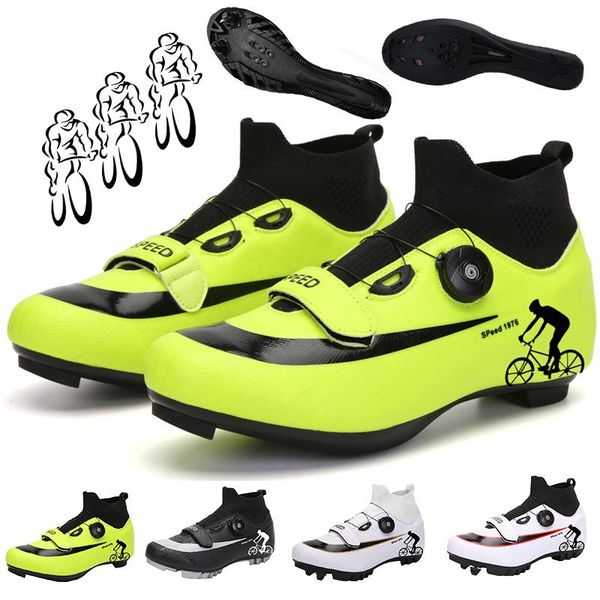 

high-outdoor cycling shoes men breathable lightweight road non-slip self-locking mtb bbike footwear, Black