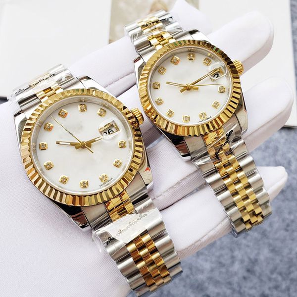 

leisure couple watches mens watch ladies mechanical wristwatch 31mm 36mm stainless steel strap diamond dial wristwatches for women, Slivery;brown