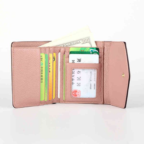 

wallet women's short leather new printing money clip small simple folding change purse, Red;black