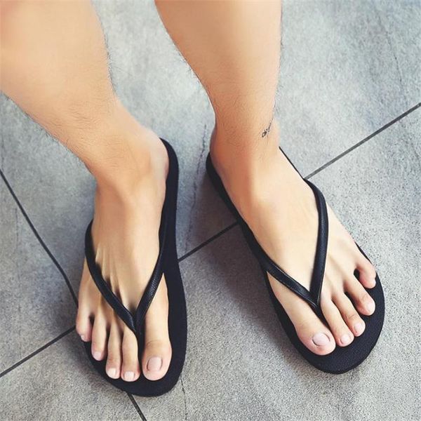 

men summer flip flops light casual beach sandals anti-slip flat shoes male slippers outside slides eva water women, Black
