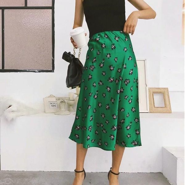 

skirts 2021 women casual wrap high waist midi skirt ladies elegant, Black