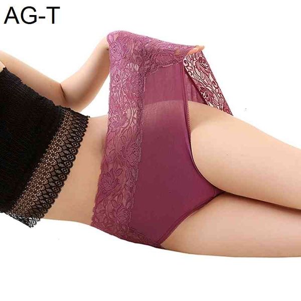 

2021 fashion briefs intimates women underwears plus size 6xl 7xl modal cotton lace hiagh waist women's panties, Black;pink