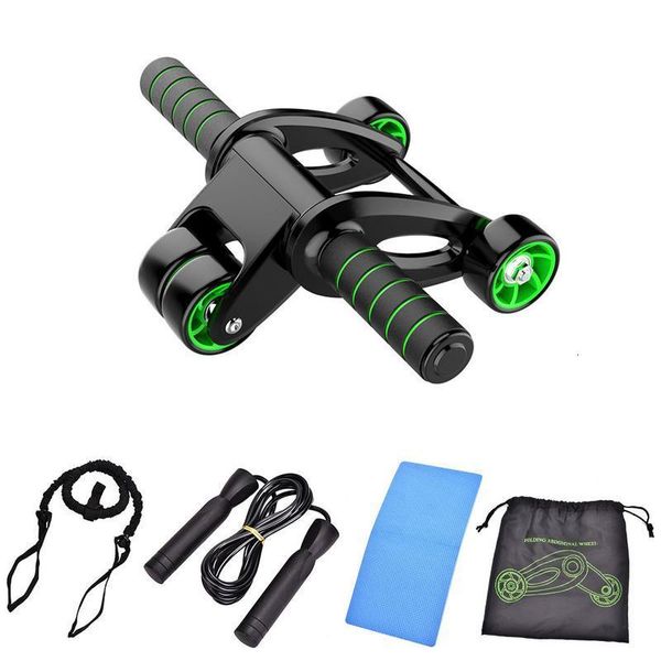 

ab rollers with resistance bands abdominal muscle trainer foldable wheel knee pad and jump rope gym fitness equipment training